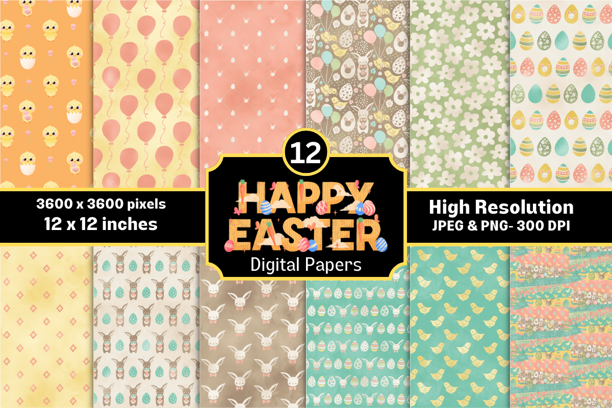 Happy Easter Digital Paper Pack Volume 2 Graphic by MH Creation House ...