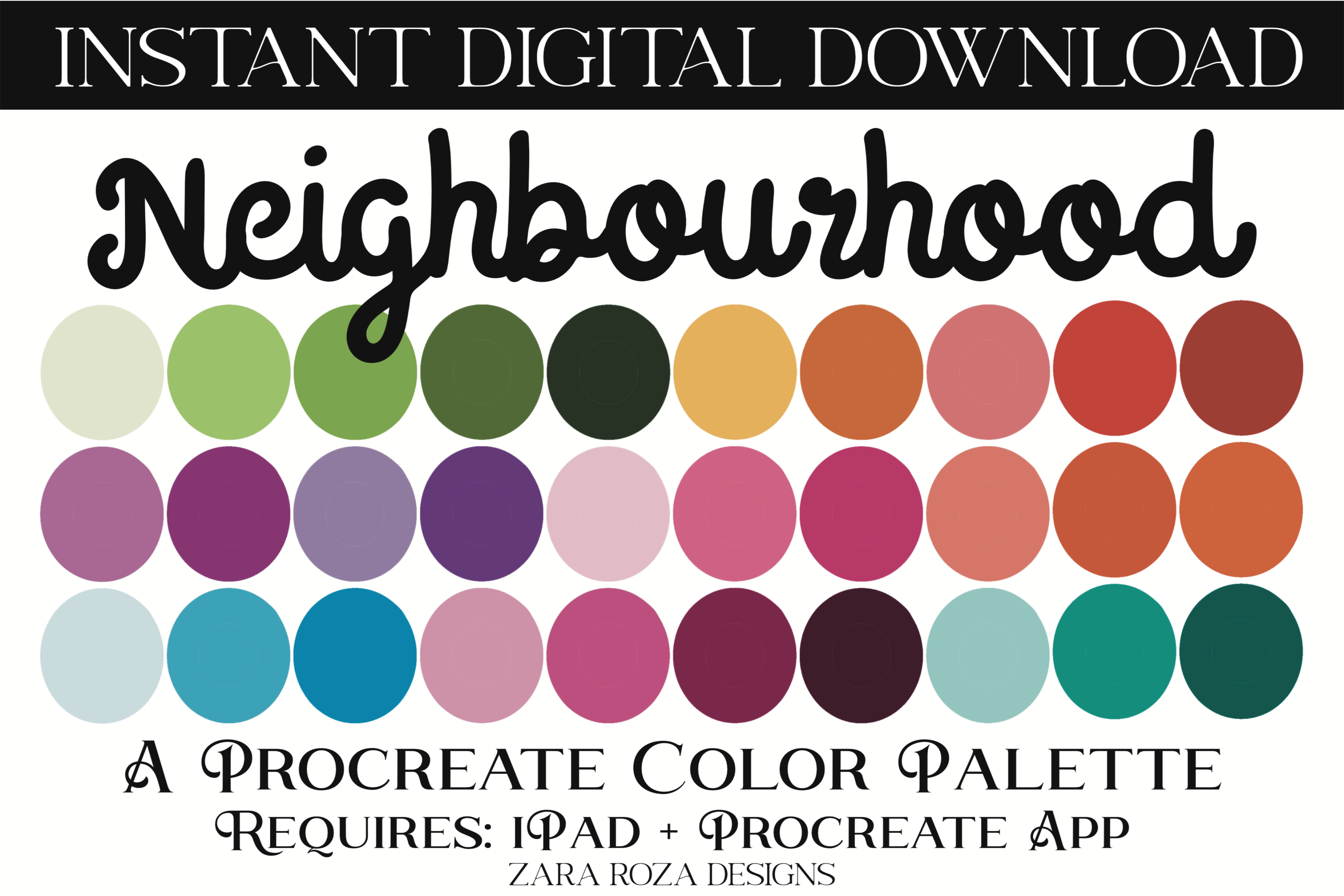 Neighbourhood Procreate Color Palette