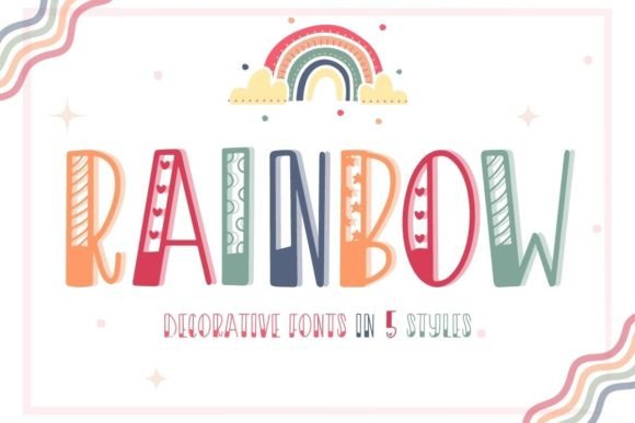 Preview specimen of Rainbow decorative font
