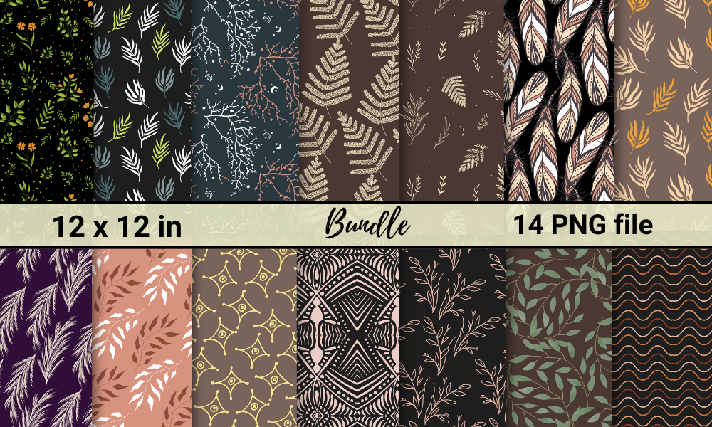 Digital Patterned Paper 16 Floral Digital Pattern Papers Bundle Graphic by Freia ART design ...