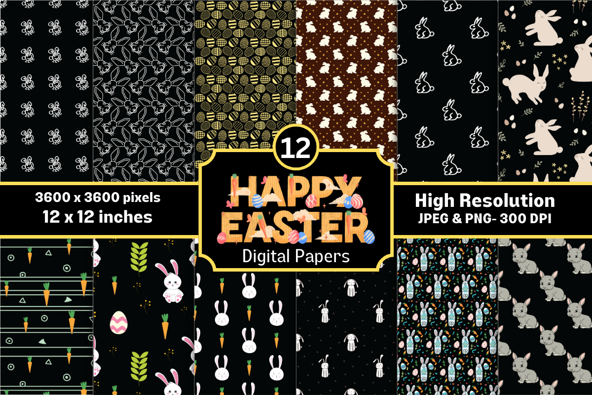 Happy Easter Digital Paper Pack Volume15 Graphic by MH Creation House ...