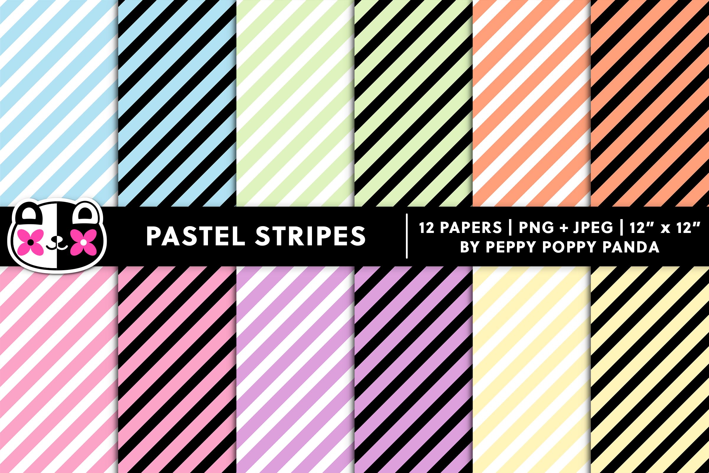 Seamless Pastel Stripes Digital Paper Graphic by Peppy Poppy Panda ...