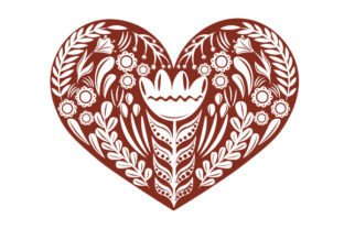 Valentine's Heart, Folk Art Style SVG Cut file by Creative Fabrica