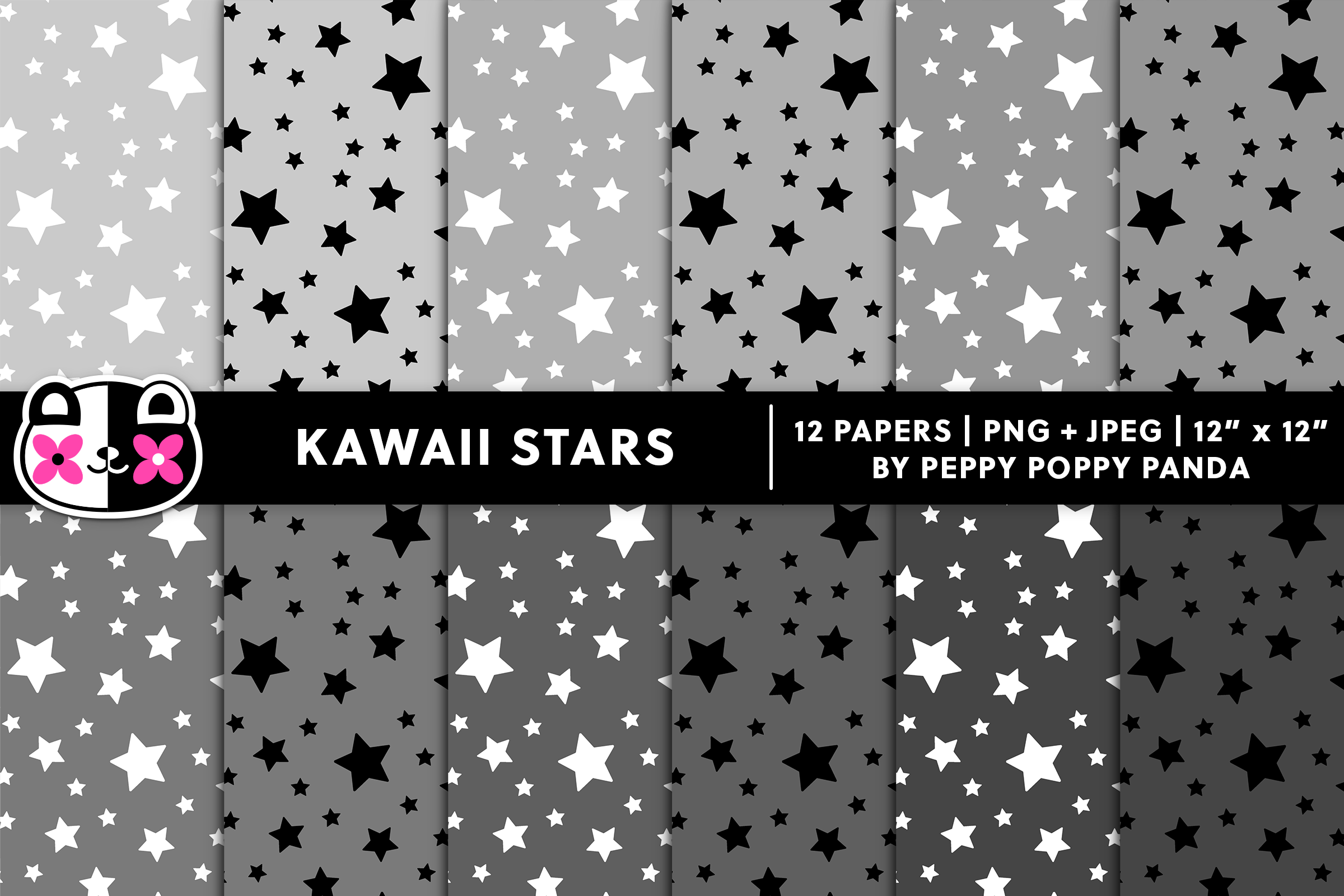 Seamless Silver Star Digital Paper Graphic by Peppy Poppy Panda ...