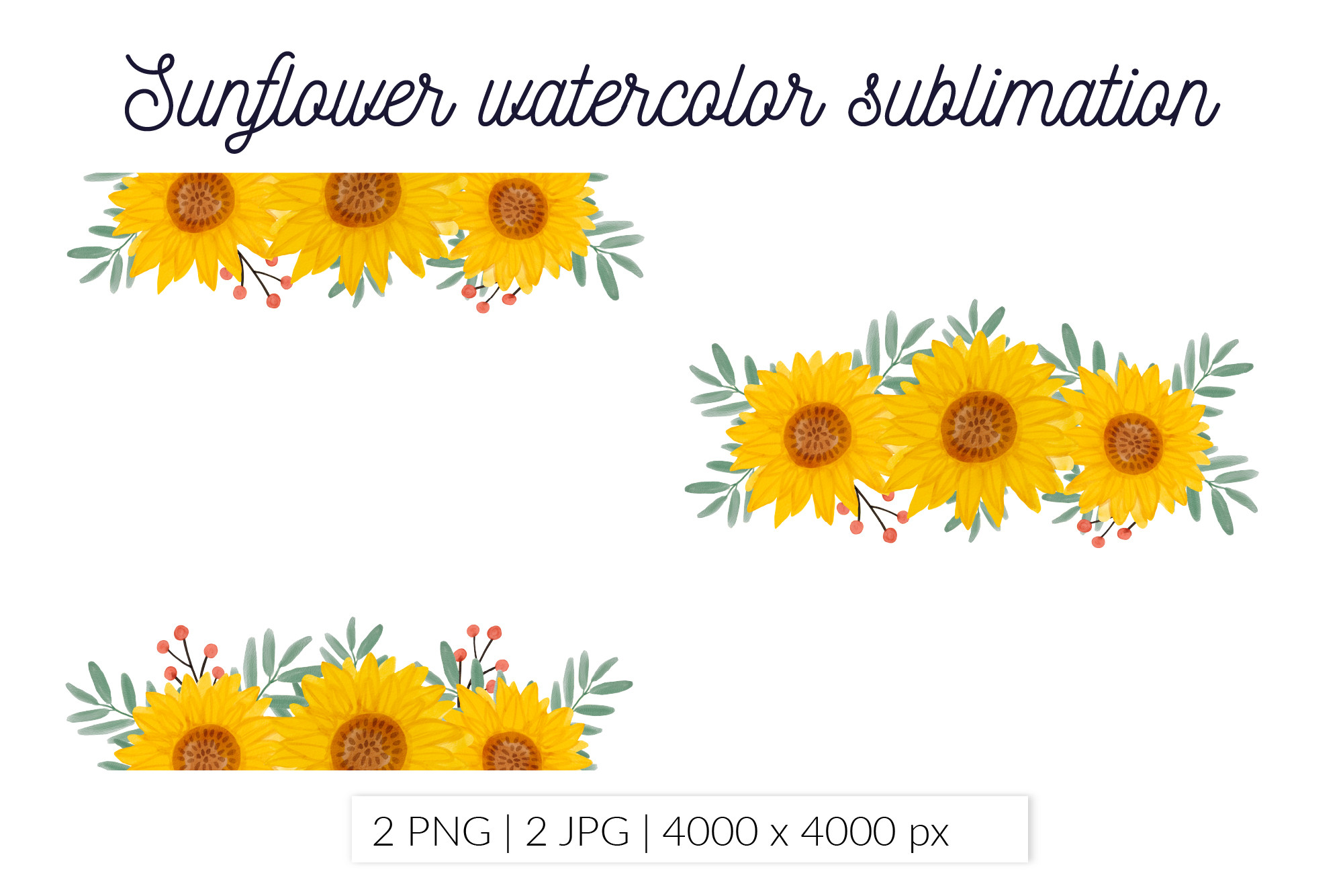 Sunflower Watercolor Border Sublimation Graphic by StudioSVG · Creative ...