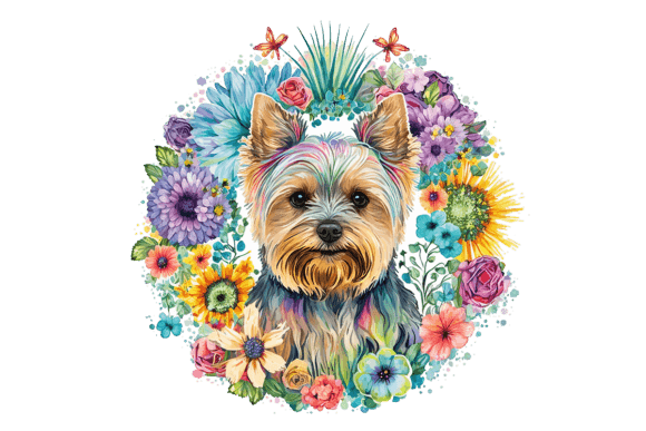 Yorkshire Terrier Floral Mandala Graphic Illustrations By gornidesign