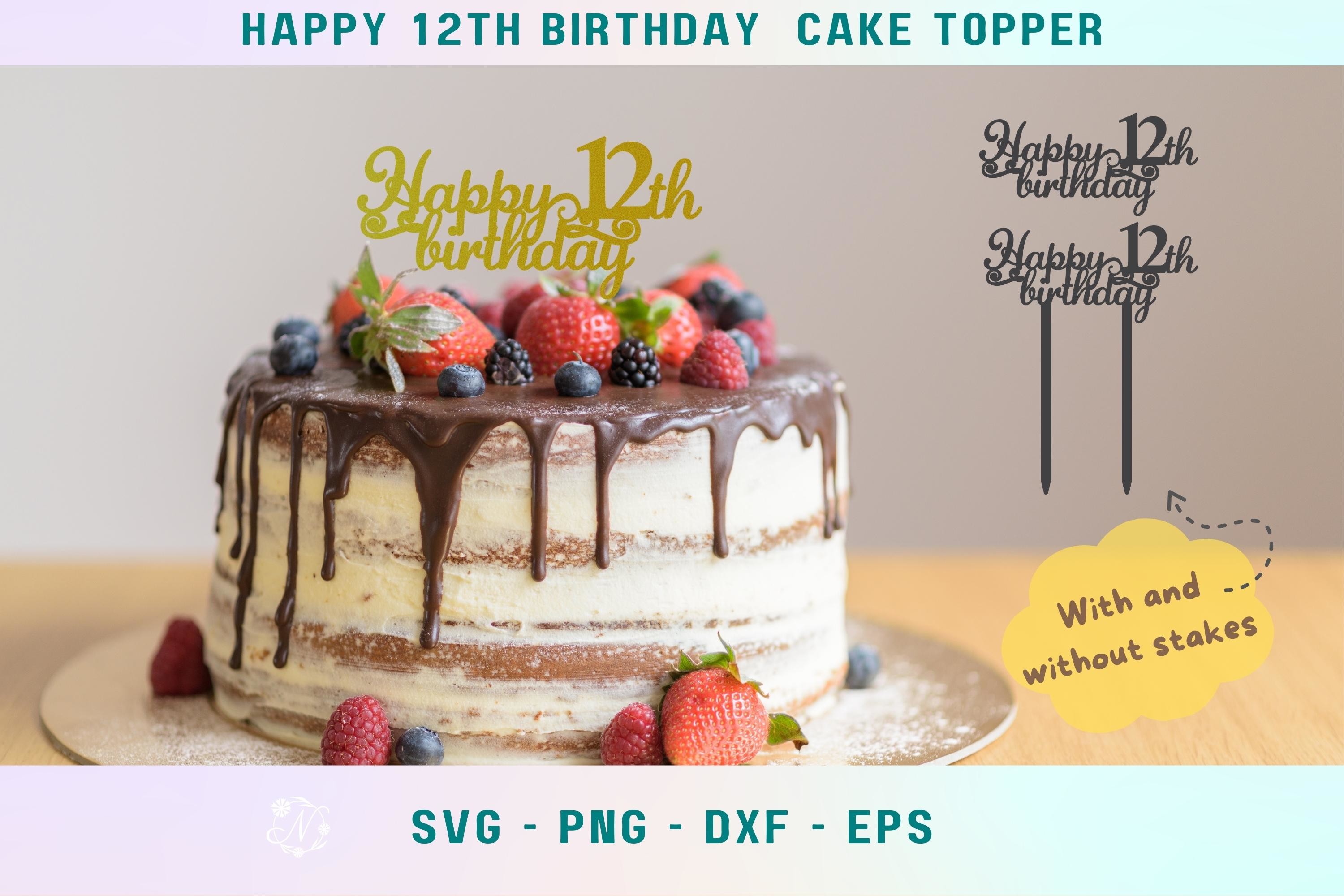 12th Birthday Cake Topper, 12th Birthday Graphic by Nele_Creative ...