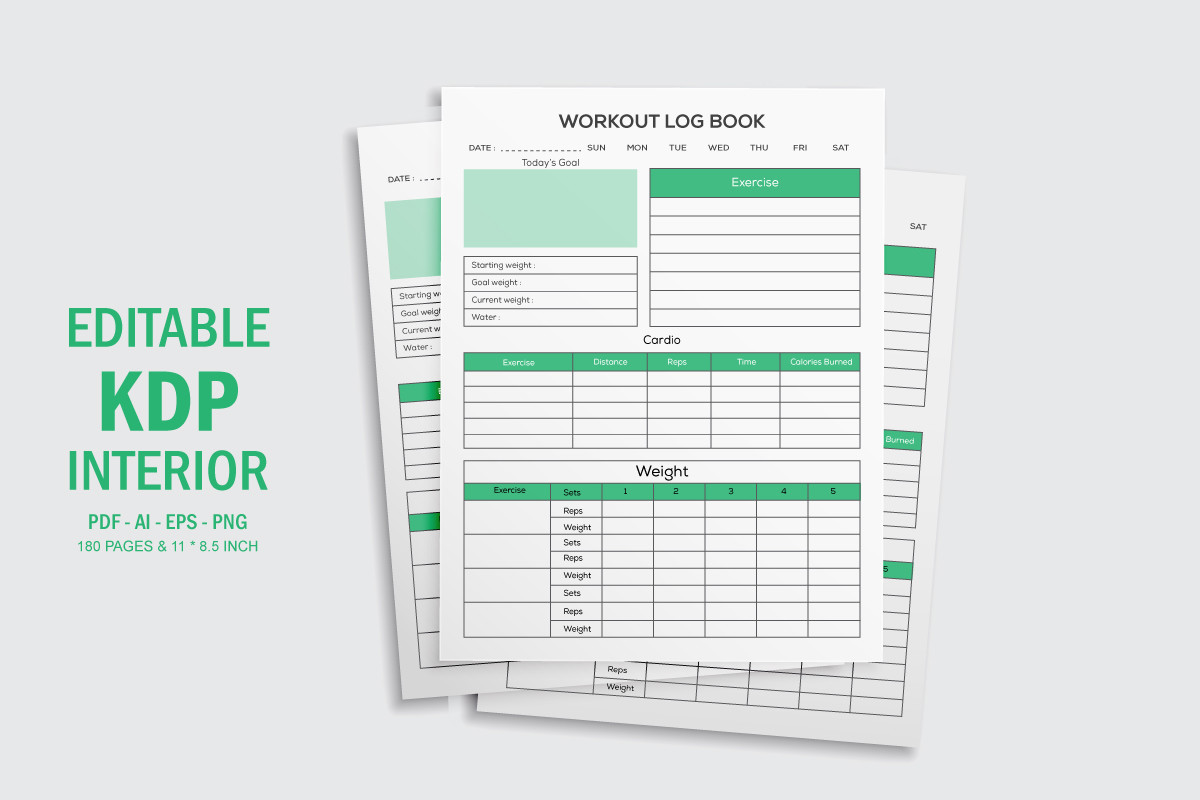 Daily Workout Logbook , Kdp Interior Graphic by musamahamud81 ...