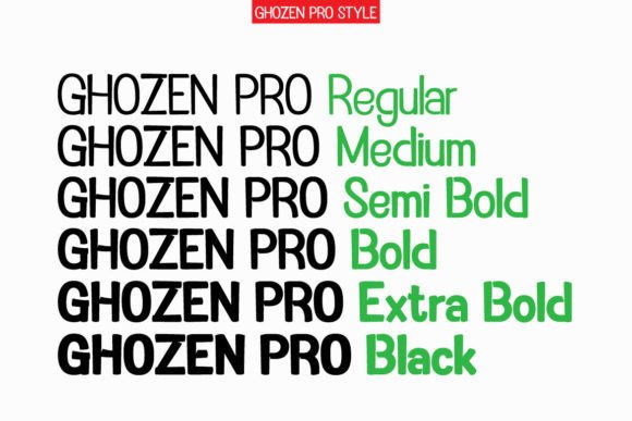 Ghozen Pro Font PNG with transparent background - Preview 3