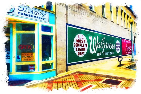 Lake Charles Watercolor Graphic