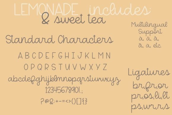 Lemonade & Sweet Tea Font PNG with transparent background - Preview 1