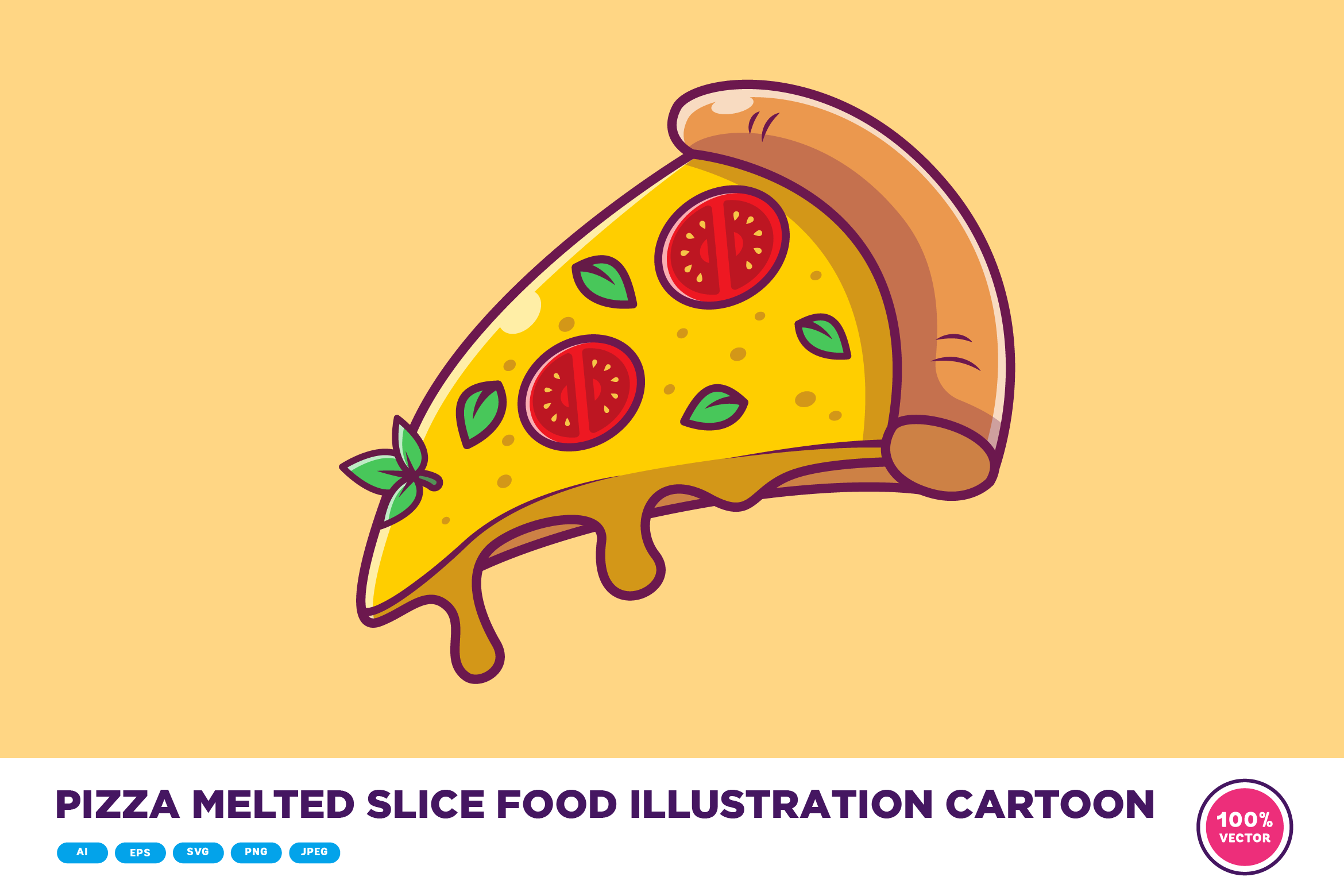 Pizza Melted Slice Food Illustration