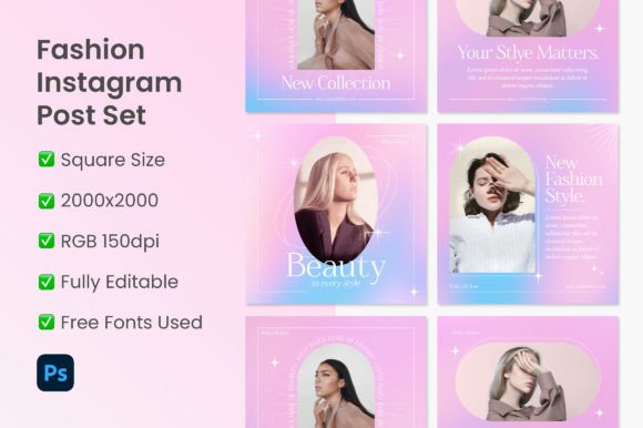 Fashion Instagram Post Set Graphics