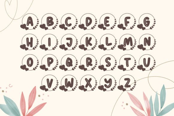 Monogram Circle Heart Font PNG with transparent background - Preview 2