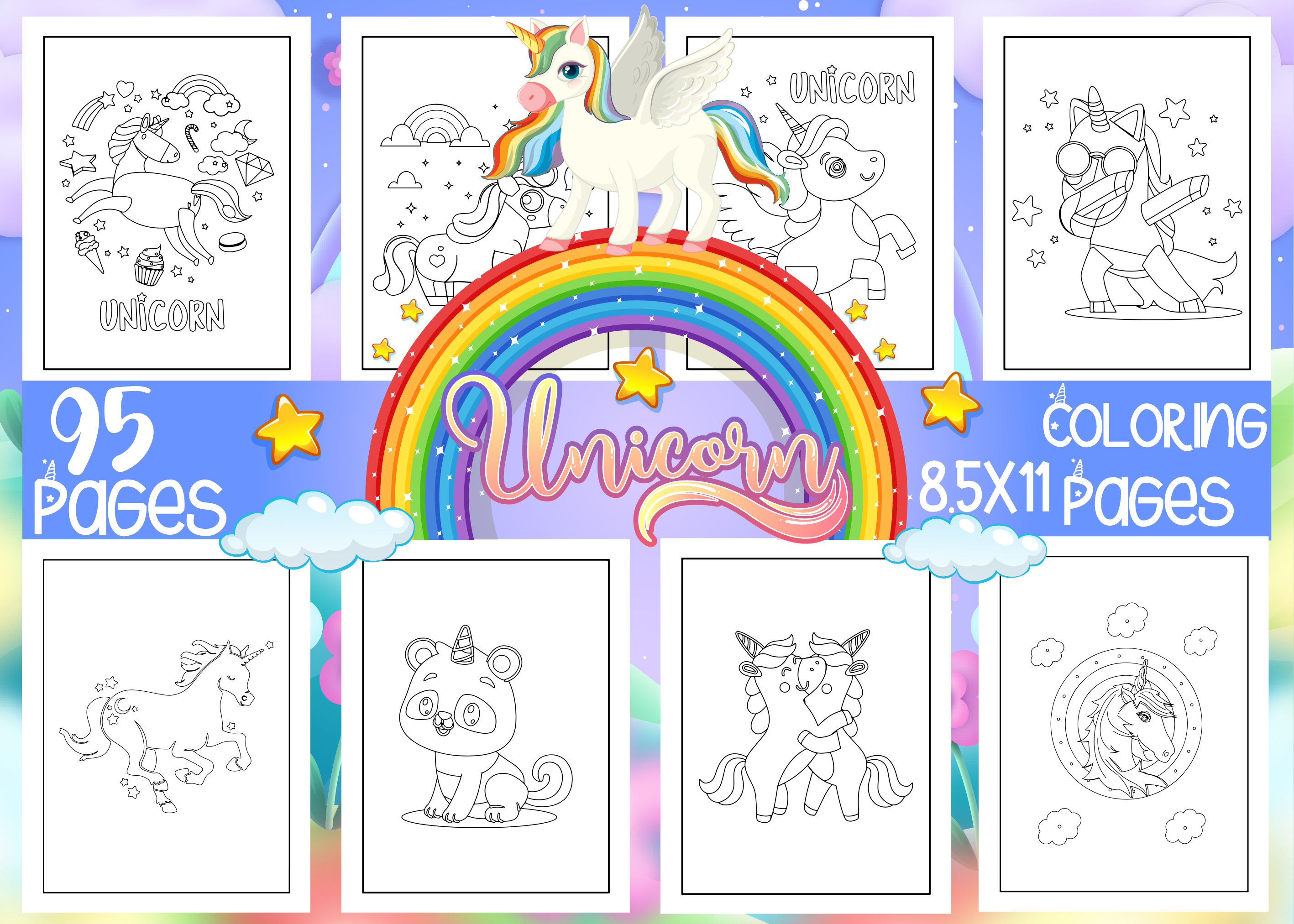 Unicorn Colouring Pages - KDP Interior