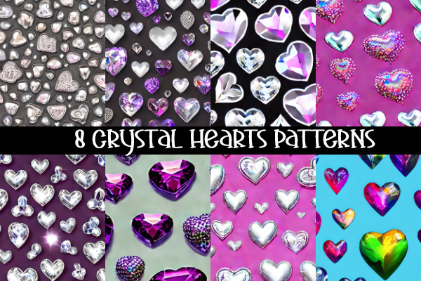 8 Crystal Hearts Seamless Patterns Graphic by JKMorganDesigns ...