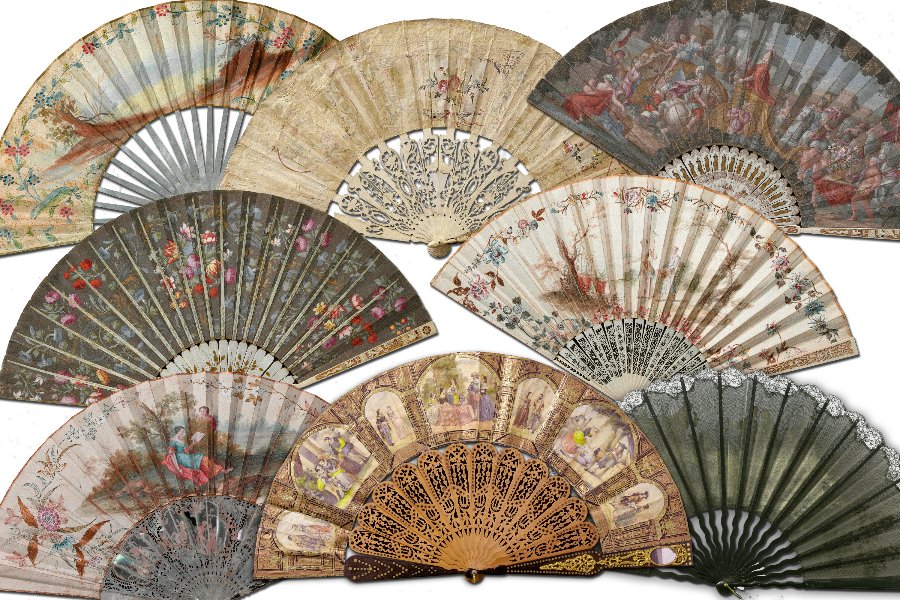 Digital Fan Clipart, Vintage Fans Clipart