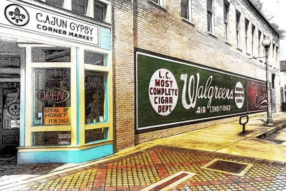 Lake Charles Color Pencil Graphic