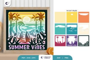 Retro Summer Beach 3D Shadow Box SVG · Creative Fabrica
