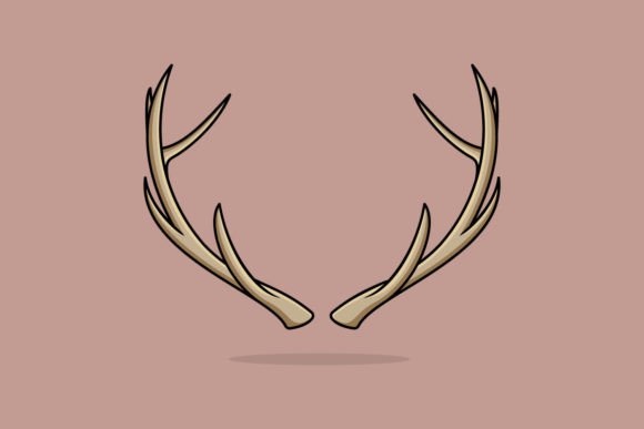 Deer Antler Vector Icon Illustration.