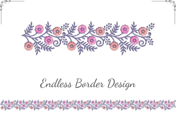 Flowers and Leaves Border