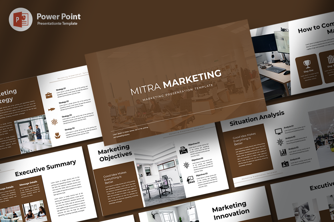 Plantilla de PowerPoint de Mitra para Marketing