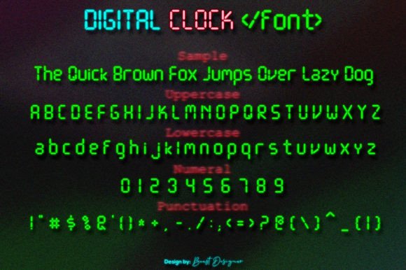 Digital Clock Font PNG with transparent background - Preview 2