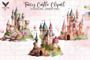 Fairy Castle Watercolor Clipart Graphic by VictoryHome · Creative Fabrica