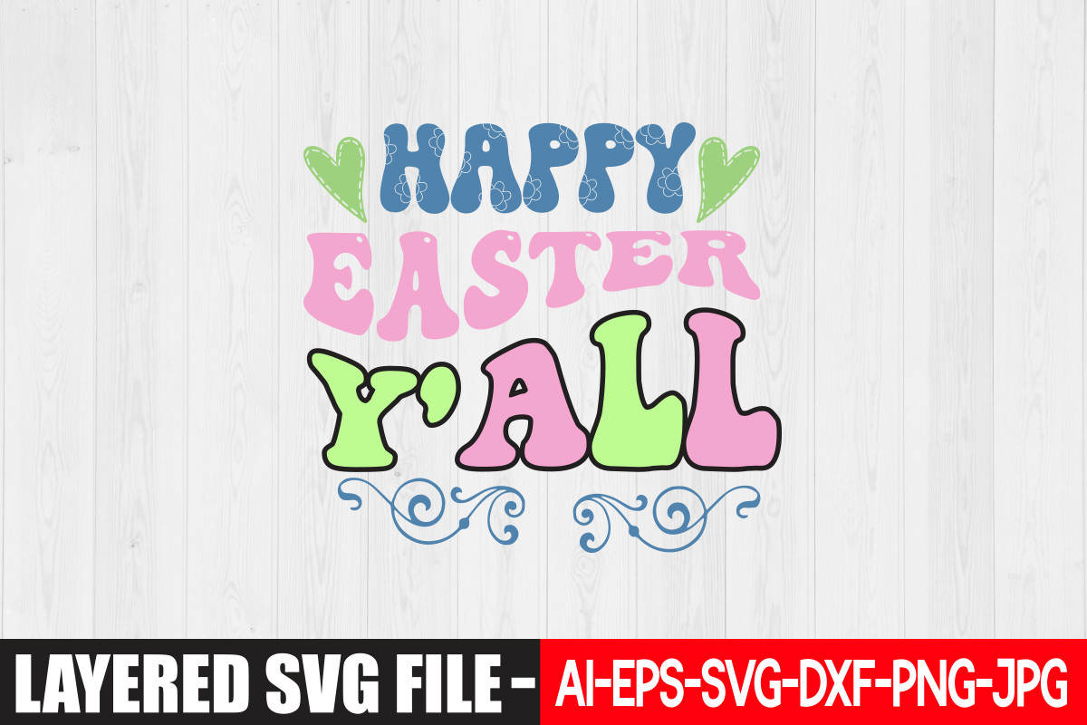 Happy Easter Y'all Retro Design Graphic by GraphicMart · Creative Fabrica
