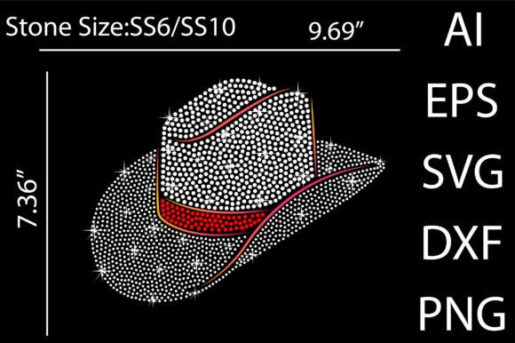 Cowboy Hat Rhinestone Templates Gráfico Diseños de Camisetas Por betruthful