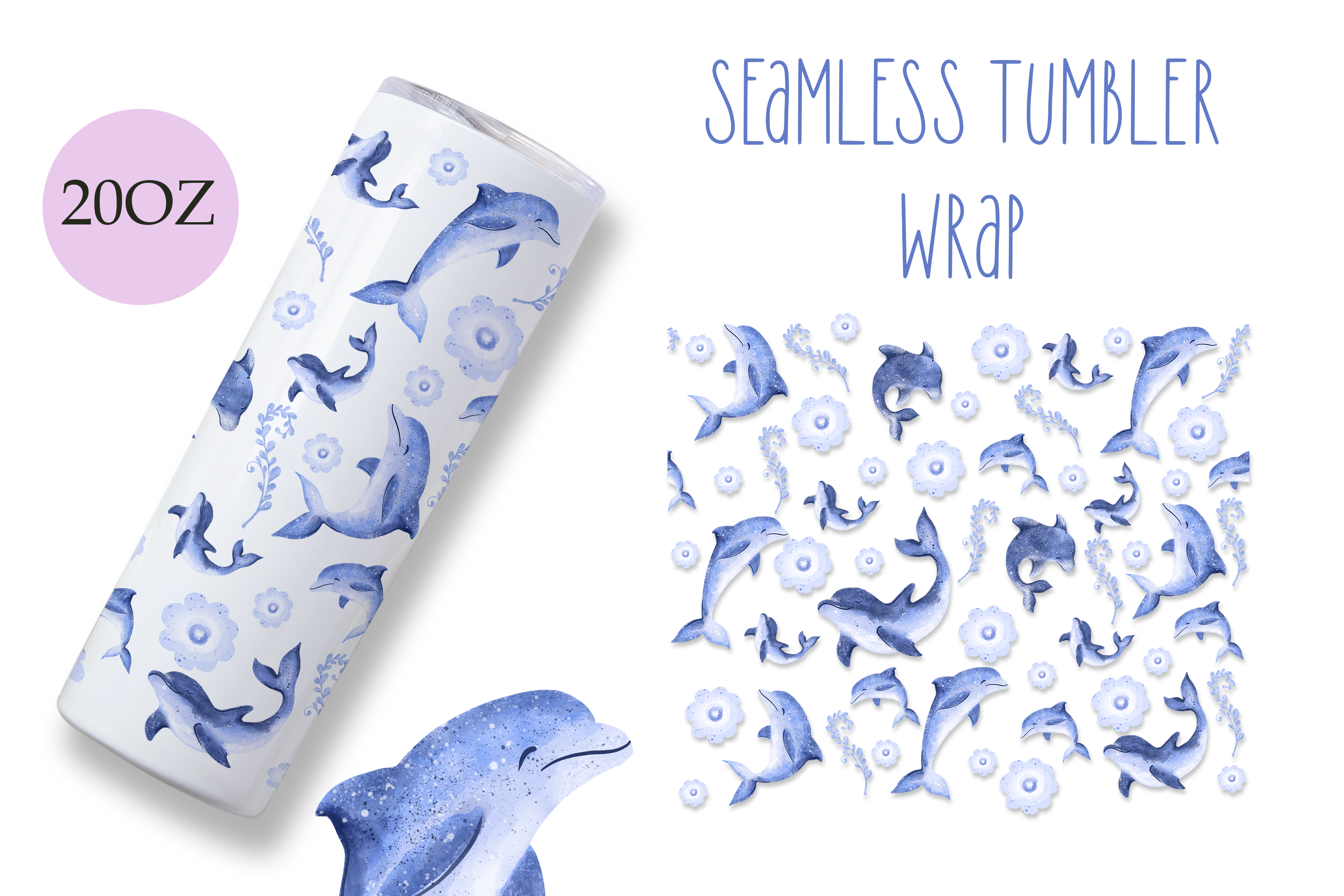 Dolphin 20oz Tumbler Wrap Seamless Graphic by FlamingoArt · Creative ...