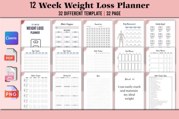 Editable Weight Loss Planner Canva