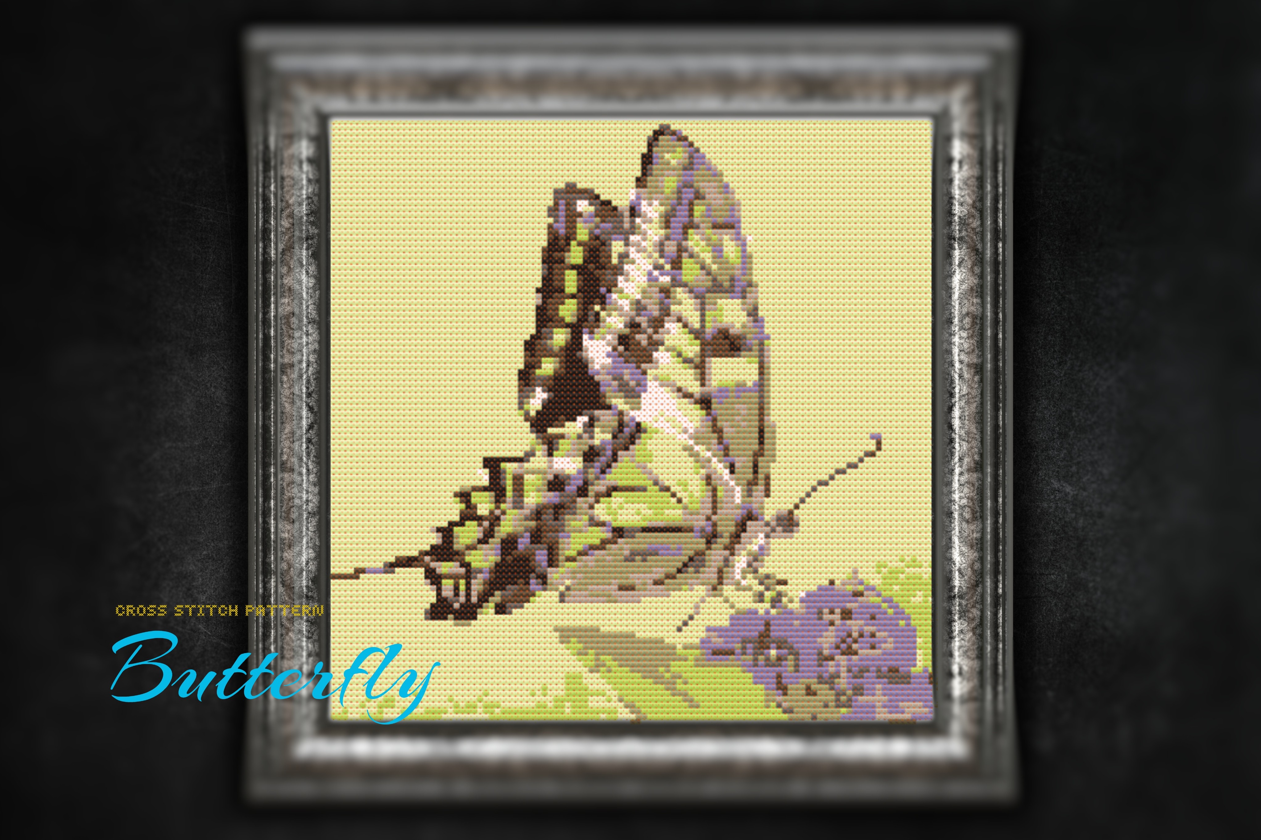 Butterfly. Blue. Cross Stitch Pattern