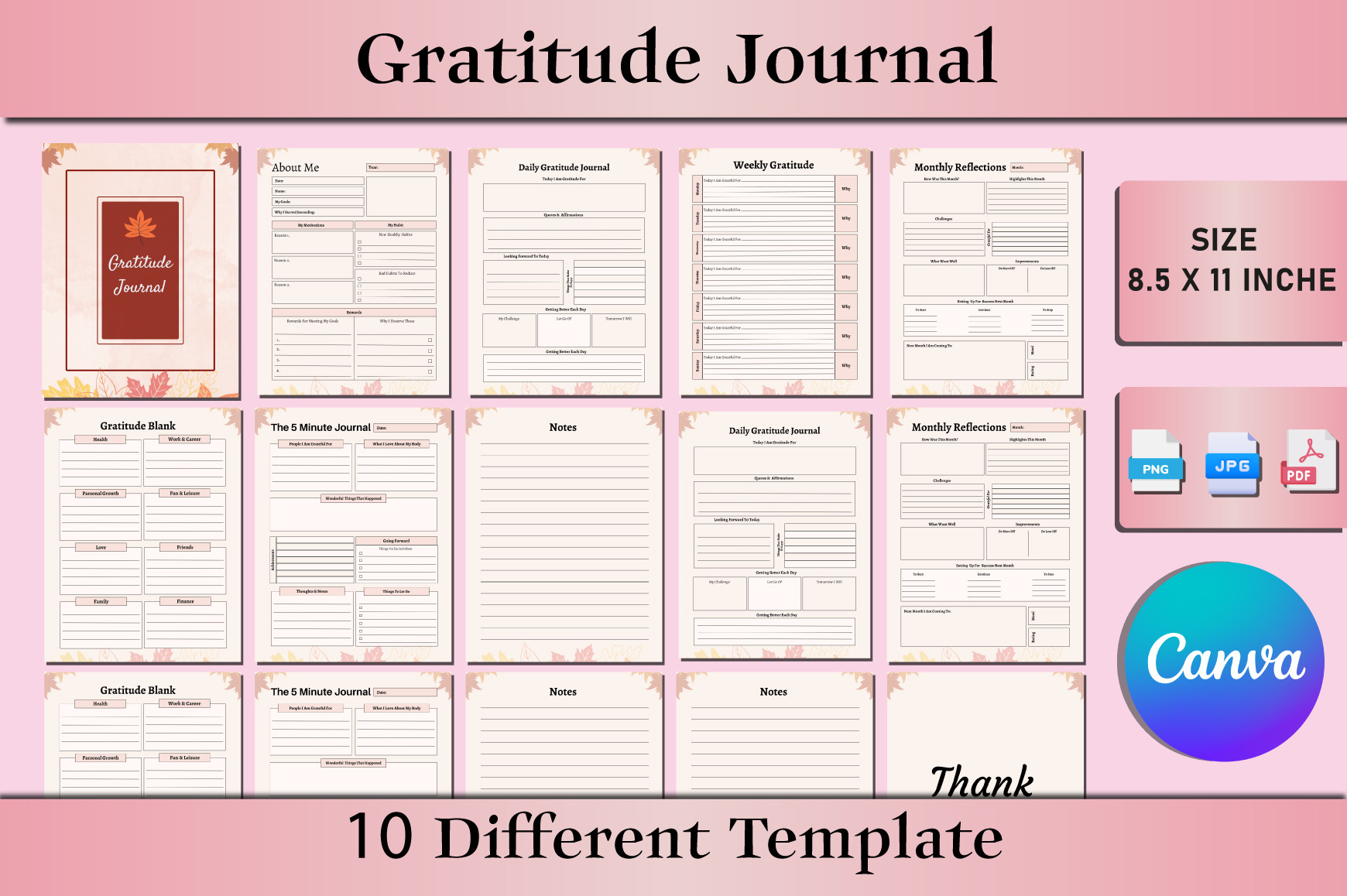 Gratitude Journal Template for Canva Graphic by Shumaya · Creative Fabrica