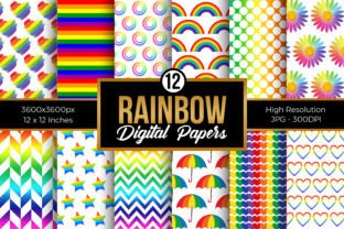 Rainbow Digital Paper Patterns Graphic by Creative Store · Creative Fabrica