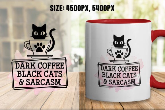 Dark Coffee Black Coffee Mug Design Graphics