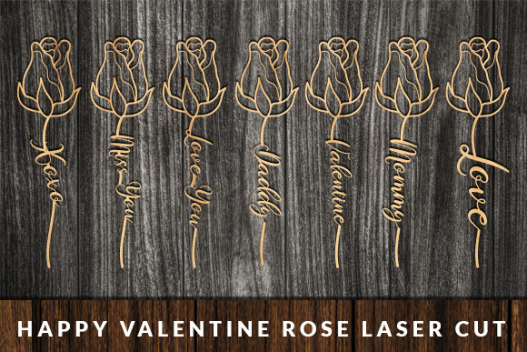 Happy Valentine Rose Laser Cut Bundle · Creative Fabrica