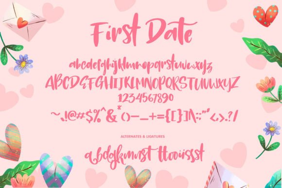 First Date Font PNG with transparent background - Preview 4