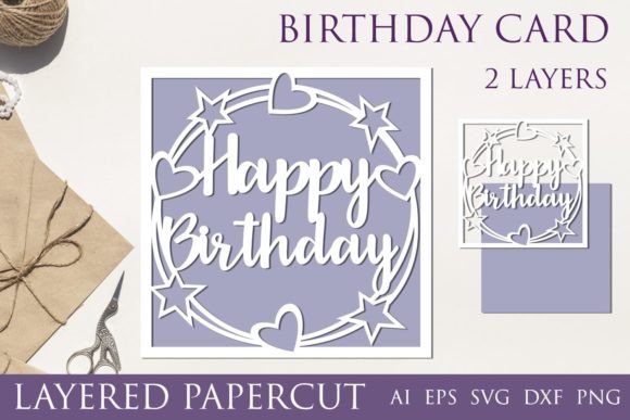Layered Happy Birthday Card Svg — SVG cut file