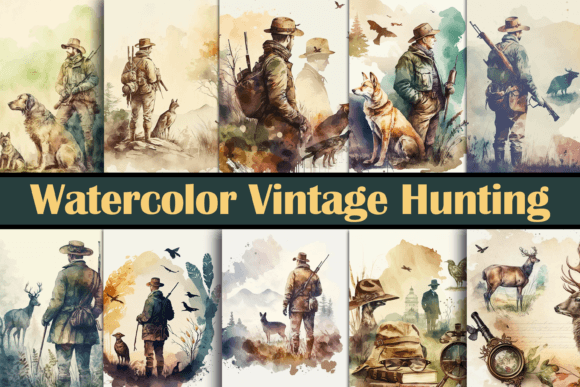 Watercolor Vintage Hunting Backgrounds