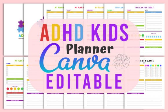 ADHD Canva Editable Planner for Kids KDP