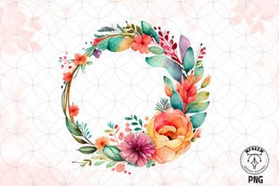 Boho Floral Round Frame Watercolor Graphic by mfreem · Creative Fabrica