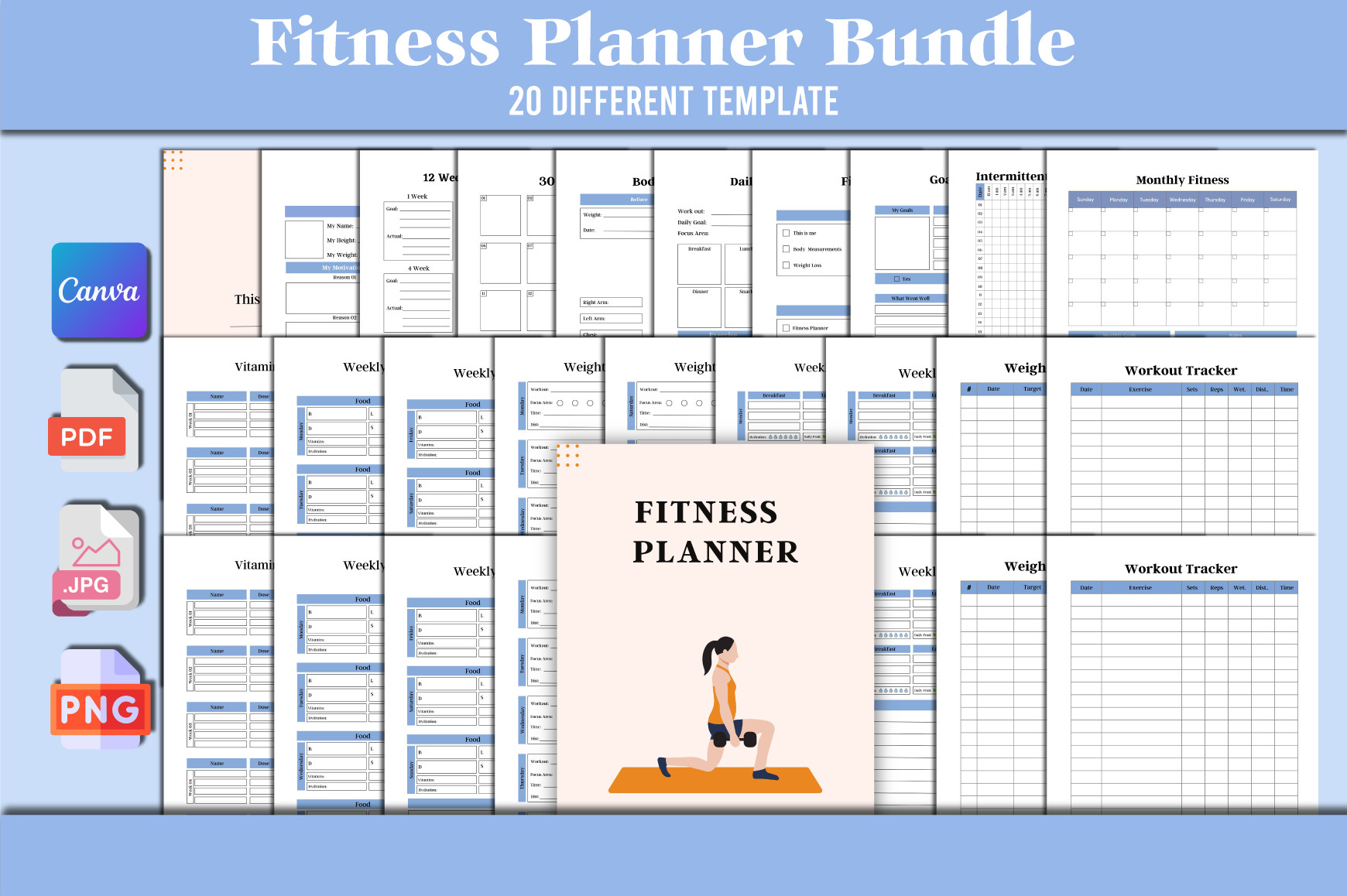 Fitness Planner Bundle Canva Graphic by munjixpro · Creative Fabrica