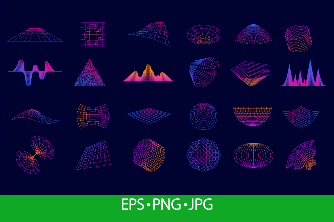Neon Grid Collection. Retro Cyberpunk