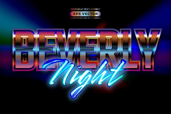Retro Text Effect Beverly Night Futurist
