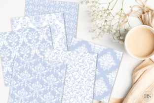 30 Baby Blue Damask Digital Paper Pack Graphic by Heyv Studio ...