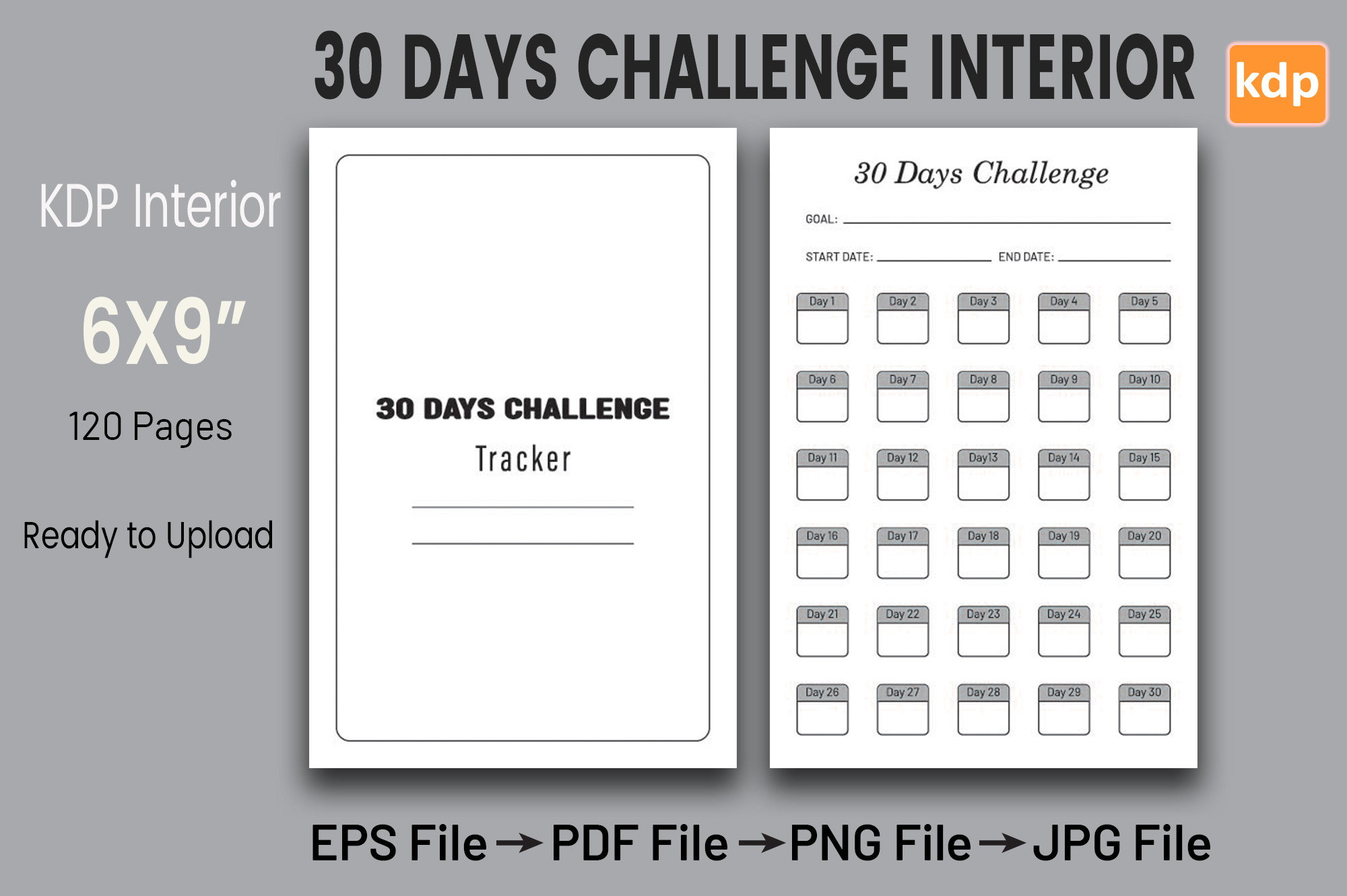 30 Days Challenge Tracker | KDP Interior Graphic by Interior Art ...