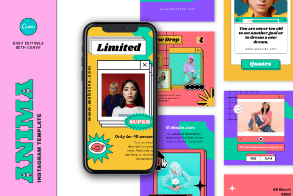 Anima Retro Fashion Instagram Template Graphics