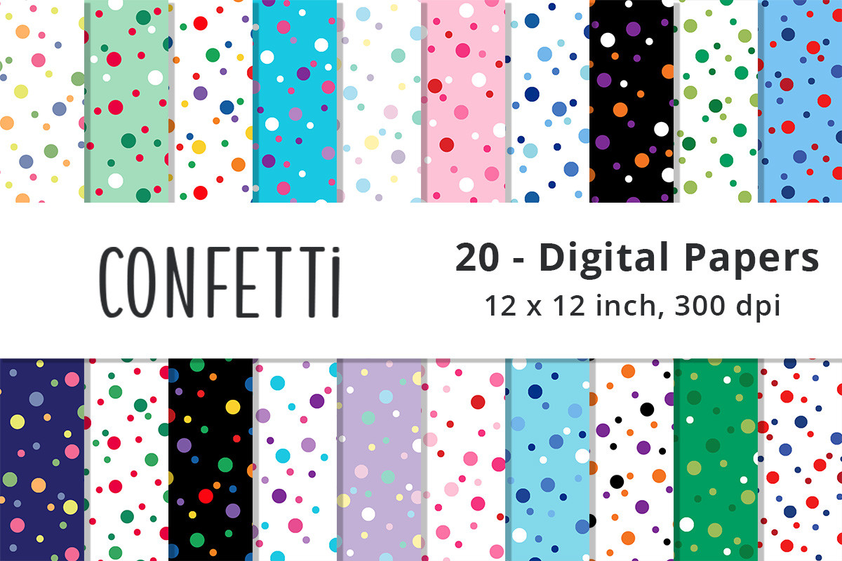 Confetti Digital Paper Backgrounds