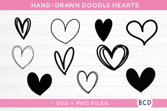 Doodle Hearts SVG - Hand-drawn Hearts